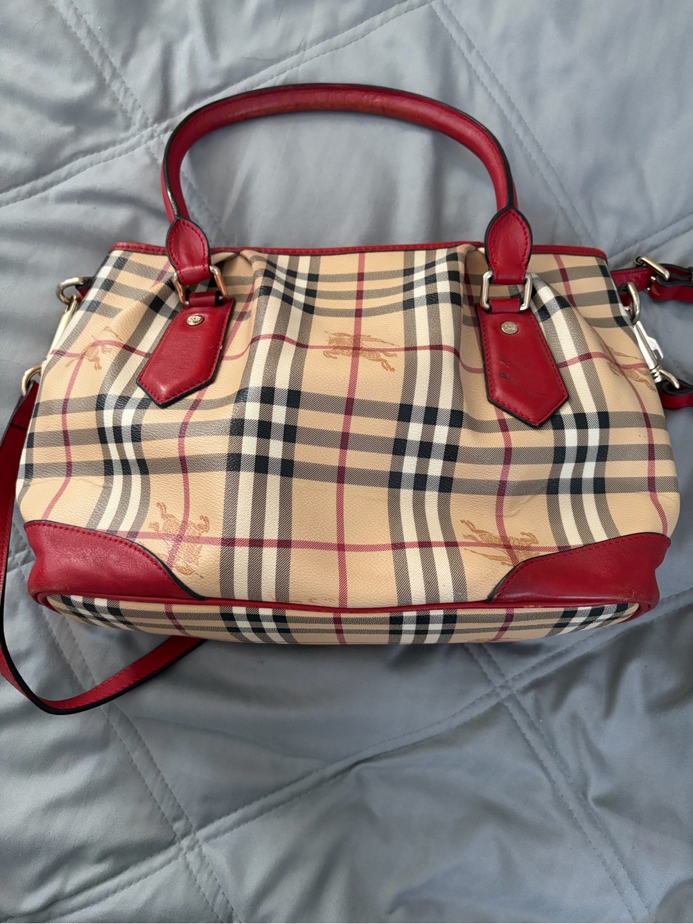 Burberry with Red Leather Trim crossbody - Picture 5 of 12